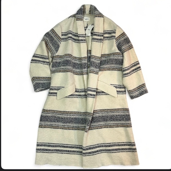 ISABEL MARANT Faby Striped Wool-Alpaca Long Coat NEW 42 - Picture 6 of 14